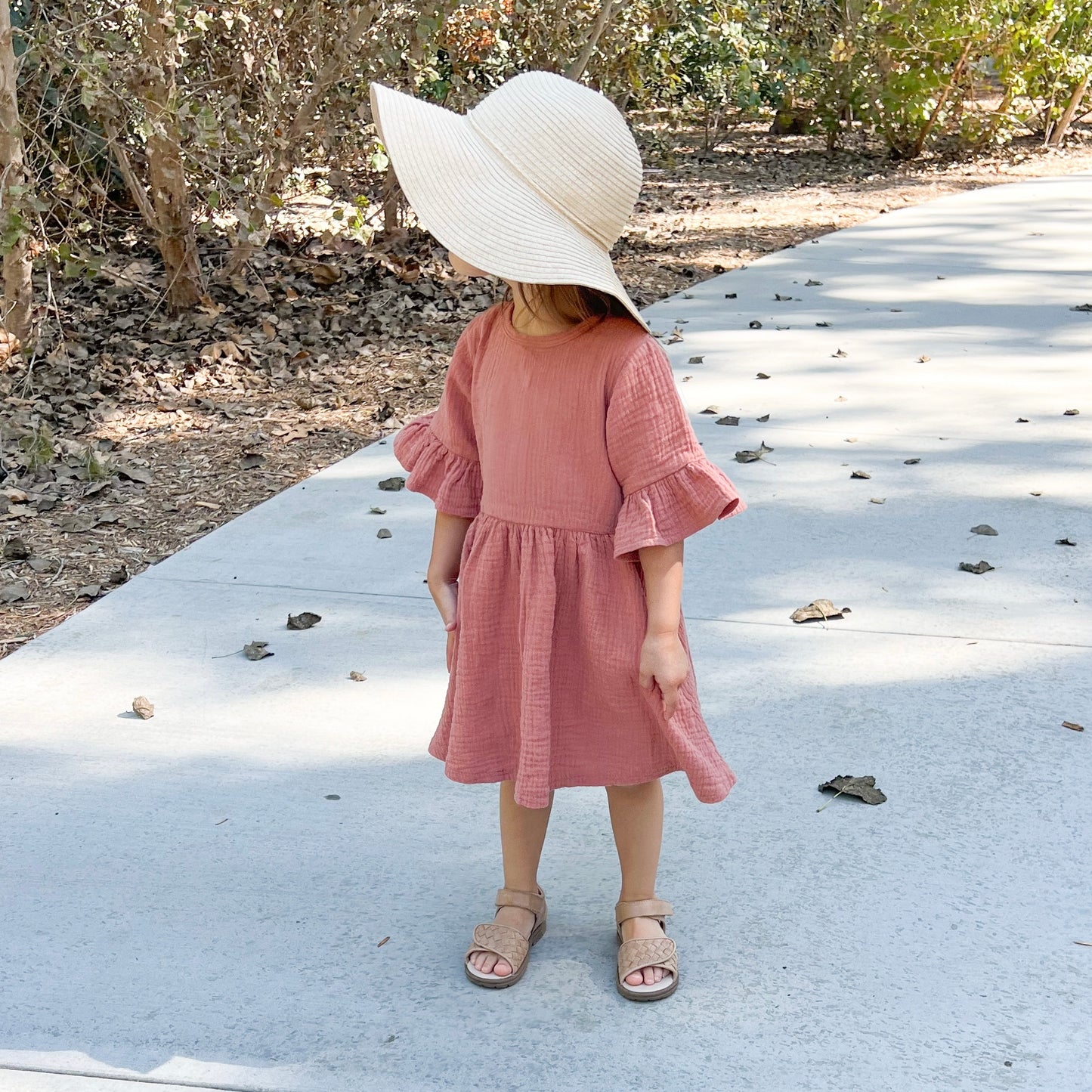 Willow Ruffle Sleeve Dress | Dusty Brick