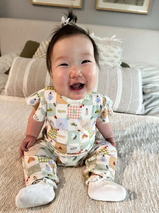 Ribbed Bamboo Ruffle Sleeve Romper | Bugs