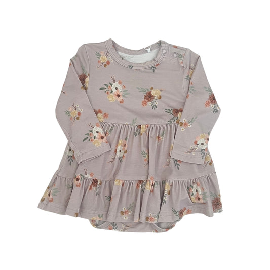 Bamboo Long Sleeve Skirted Twirl Romper | Mauve Floral