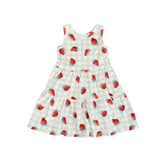 Organic Cotton Sleeveless Twirl Dress | Strawberries