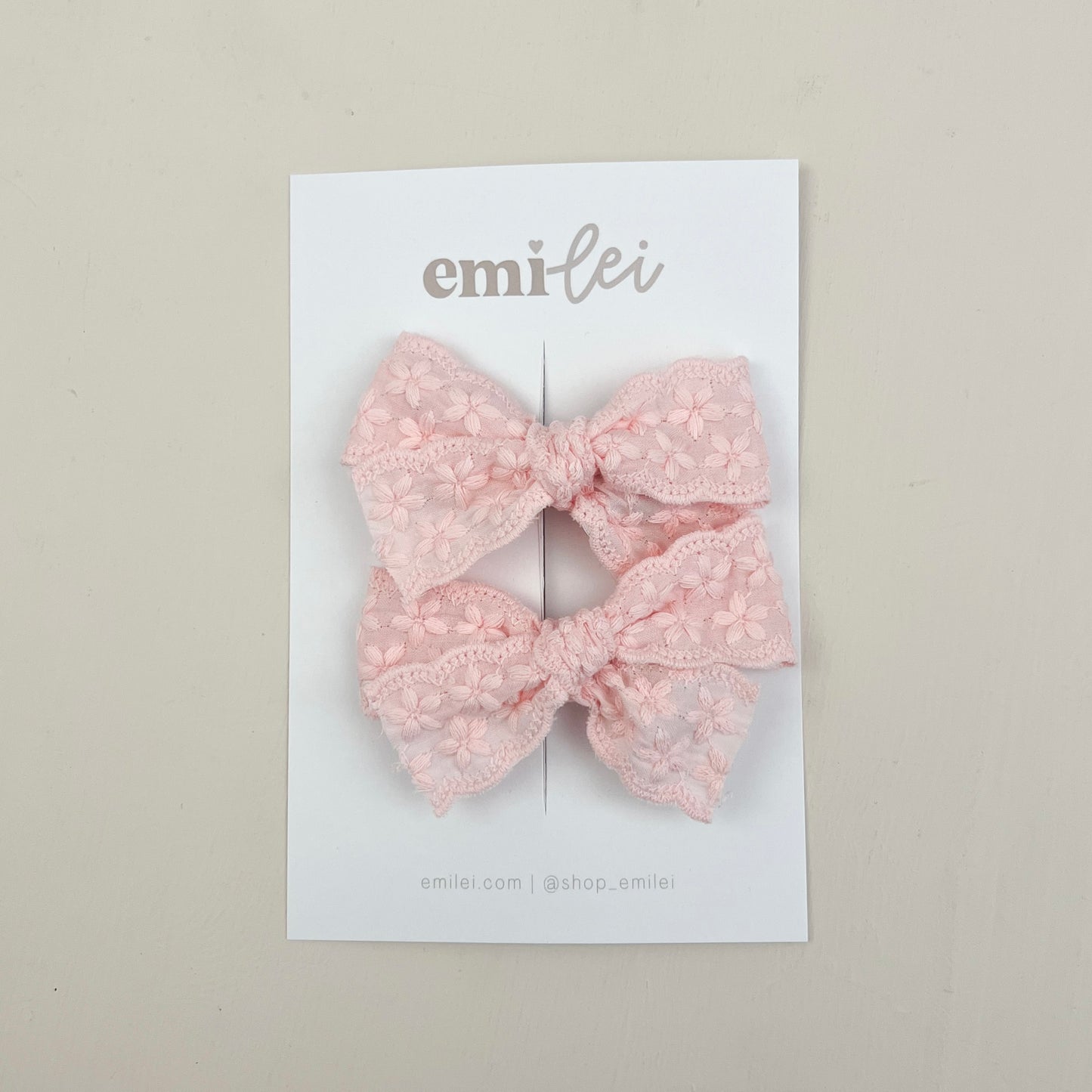 Pigtail Bow Clips - Blush Lace