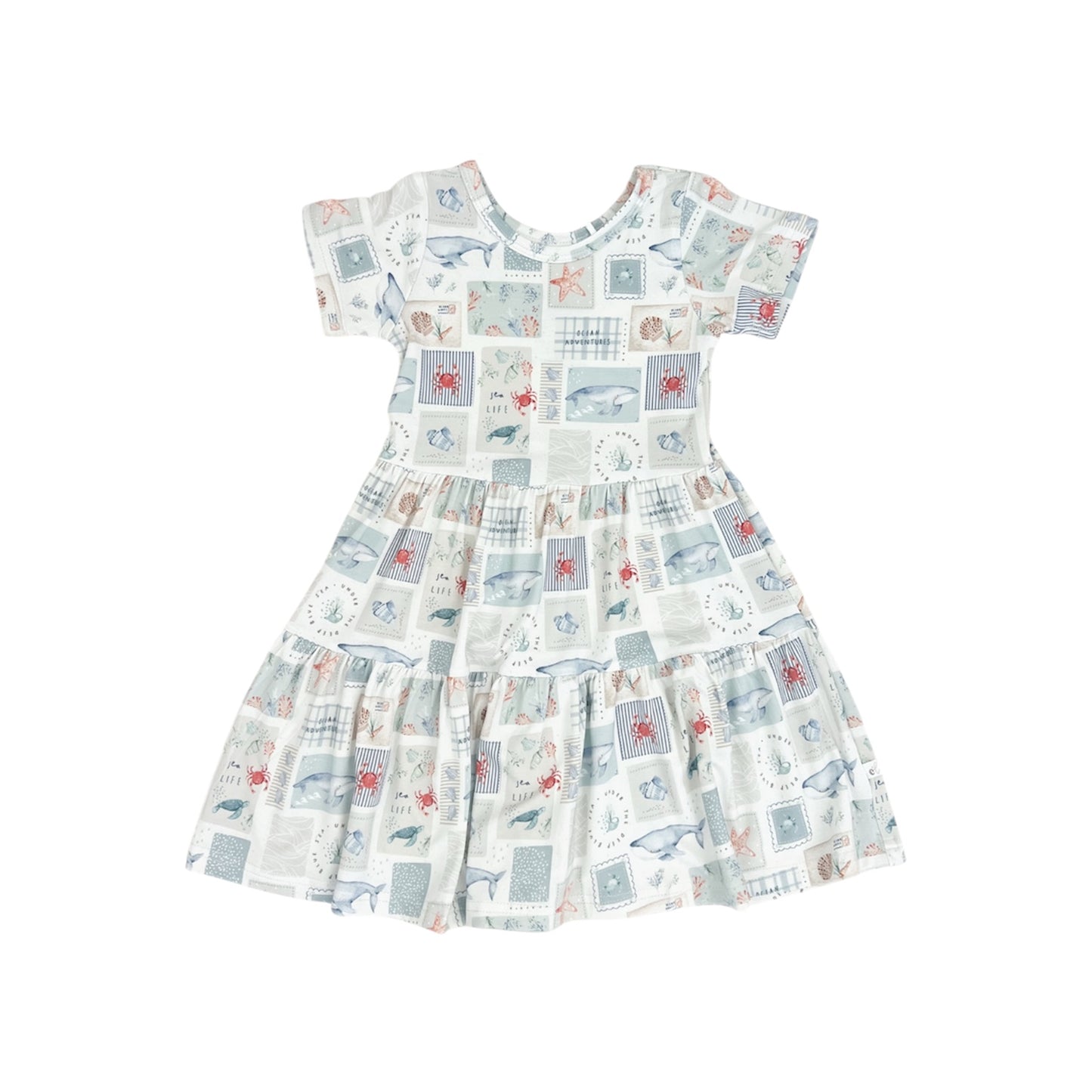 Bamboo Short Sleeve Twirl Dress | Sea Life