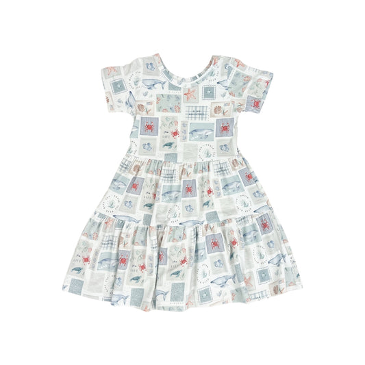 Bamboo Short Sleeve Twirl Dress | Sea Life