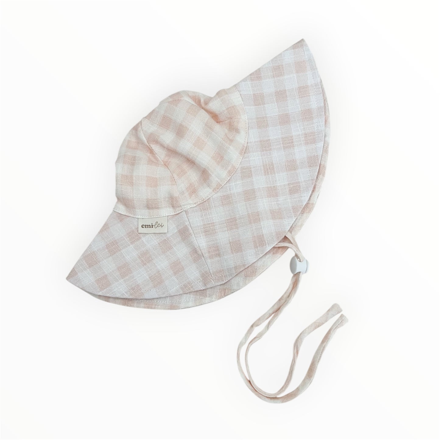 Linen Sun Hat | Blush Gingham