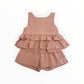 Linen Ruffle Top & Short Set | Rose