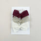 Bow Headbands & Clips | Set of 3 - Red, Ivory, White Sparkle