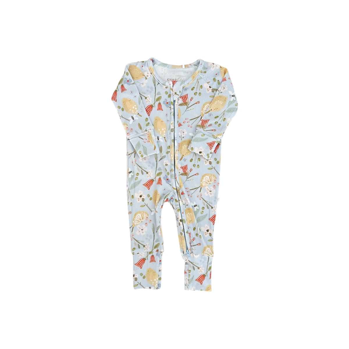 Ribbed Bamboo Convertible Footie Romper | Lemon Floral