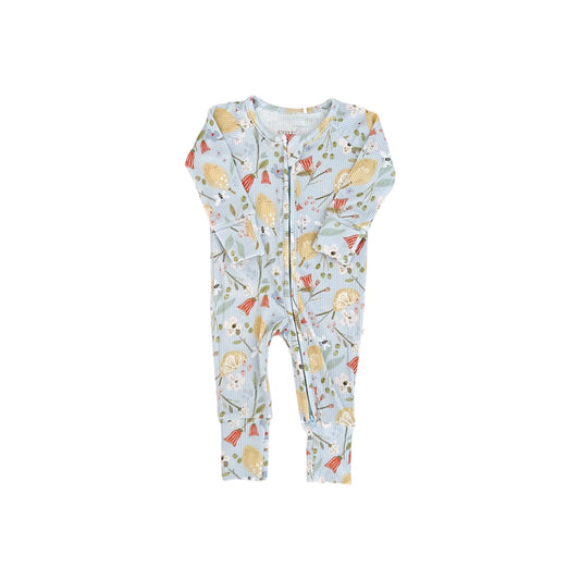 Ribbed Bamboo Convertible Footie Romper | Lemon Floral