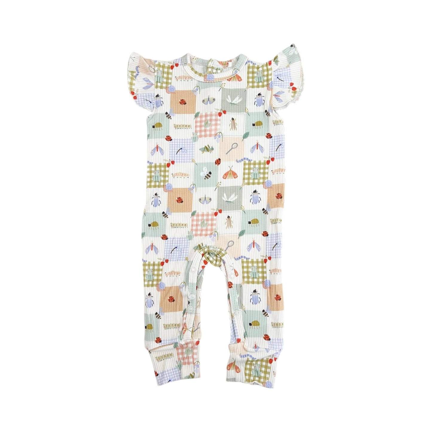 Ribbed Bamboo Ruffle Sleeve Romper | Bugs
