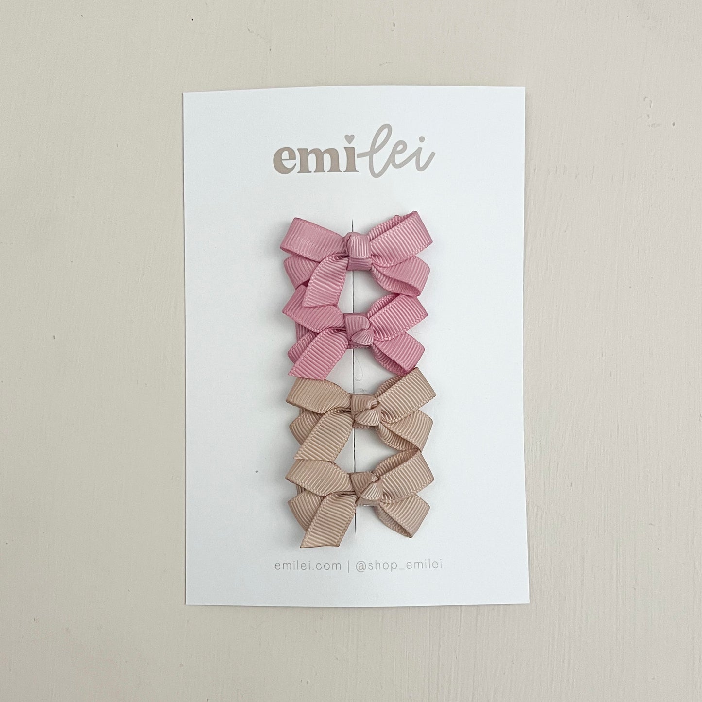 Piggy Ribbon Hair Bow Clips - Set of 4