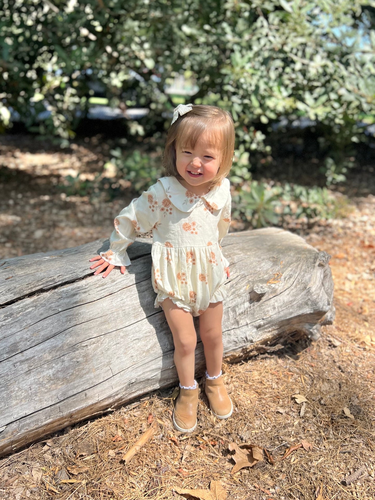 Linen Ruffle Romper | Fall Floral