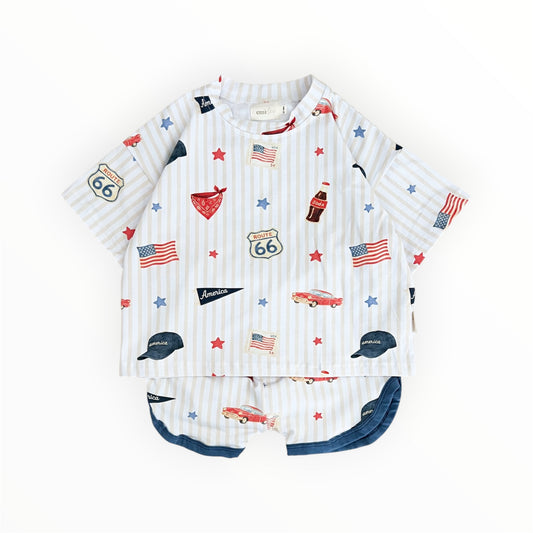Cotton Tee & Shorts | Vintage America