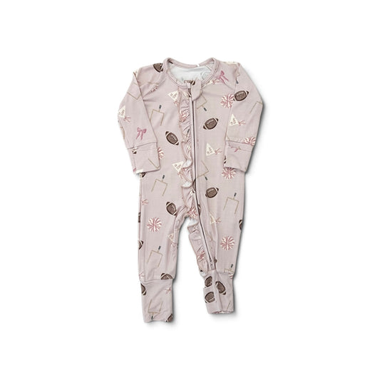 Bamboo Convertible Ruffle Footie Romper | Frilly Football (Mauve)