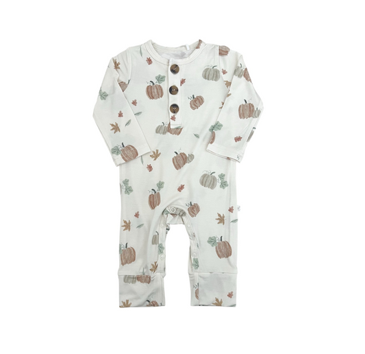 Bamboo Long Sleeve Romper | Pumpkin