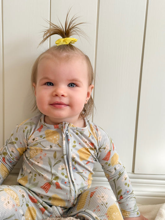 Ribbed Bamboo Convertible Footie Romper | Lemon Floral