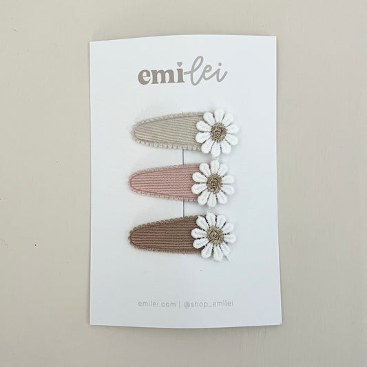 Daisy Hair Clips - Set of 3