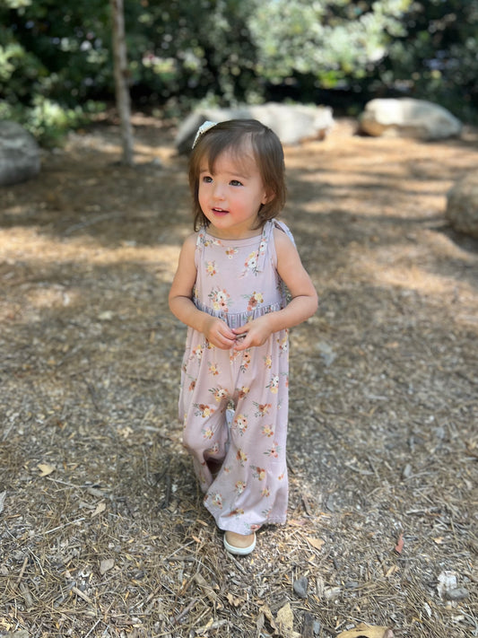 Bamboo Tie Shoulder Jumpsuit | Mauve Floral