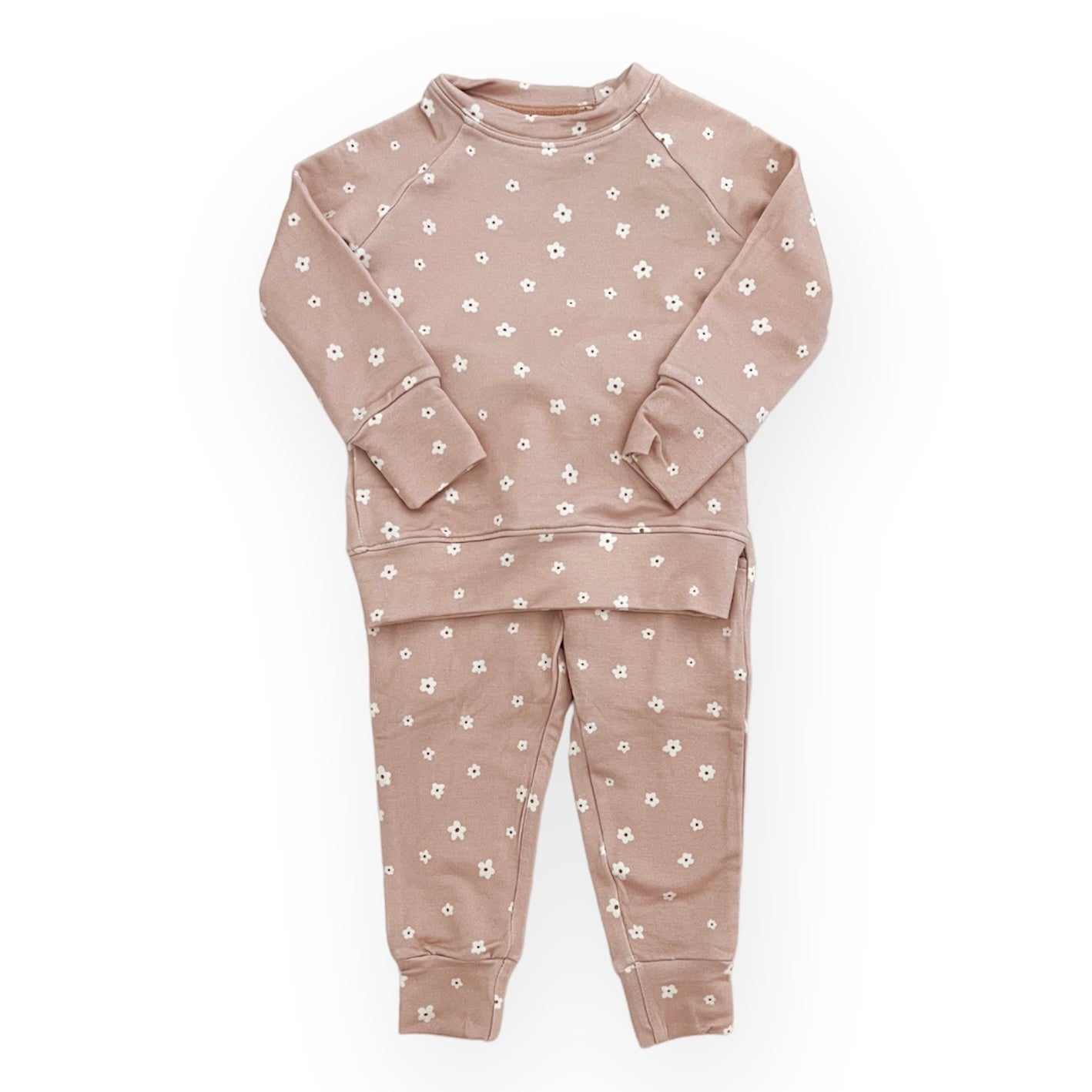 Bamboo Terry Sweatshirt & Jogger Set | Dainty Mauve Floral