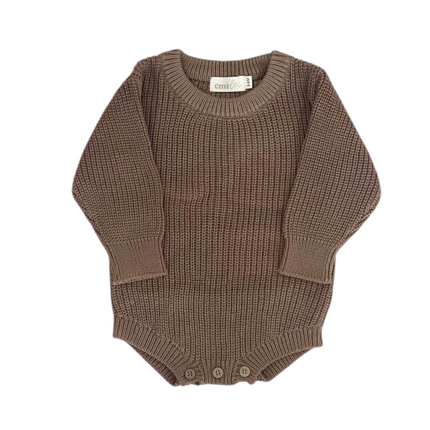 Chunky Knit Sweater Romper | Brown