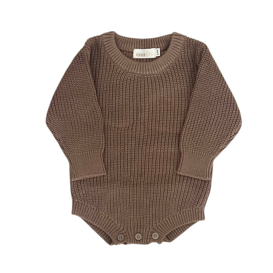 Chunky Knit Sweater Romper | Brown
