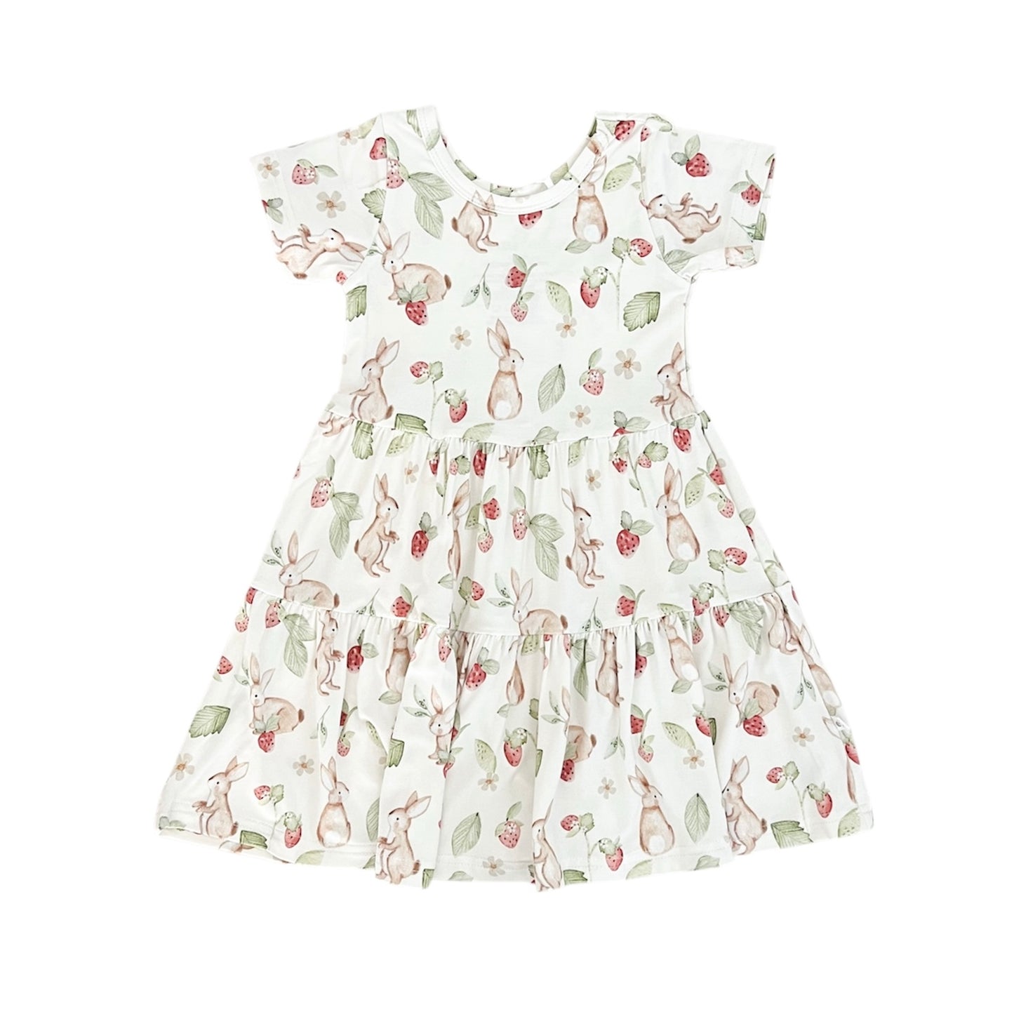 Bamboo Short Sleeve Twirl Dress | Strawberry Bunnies