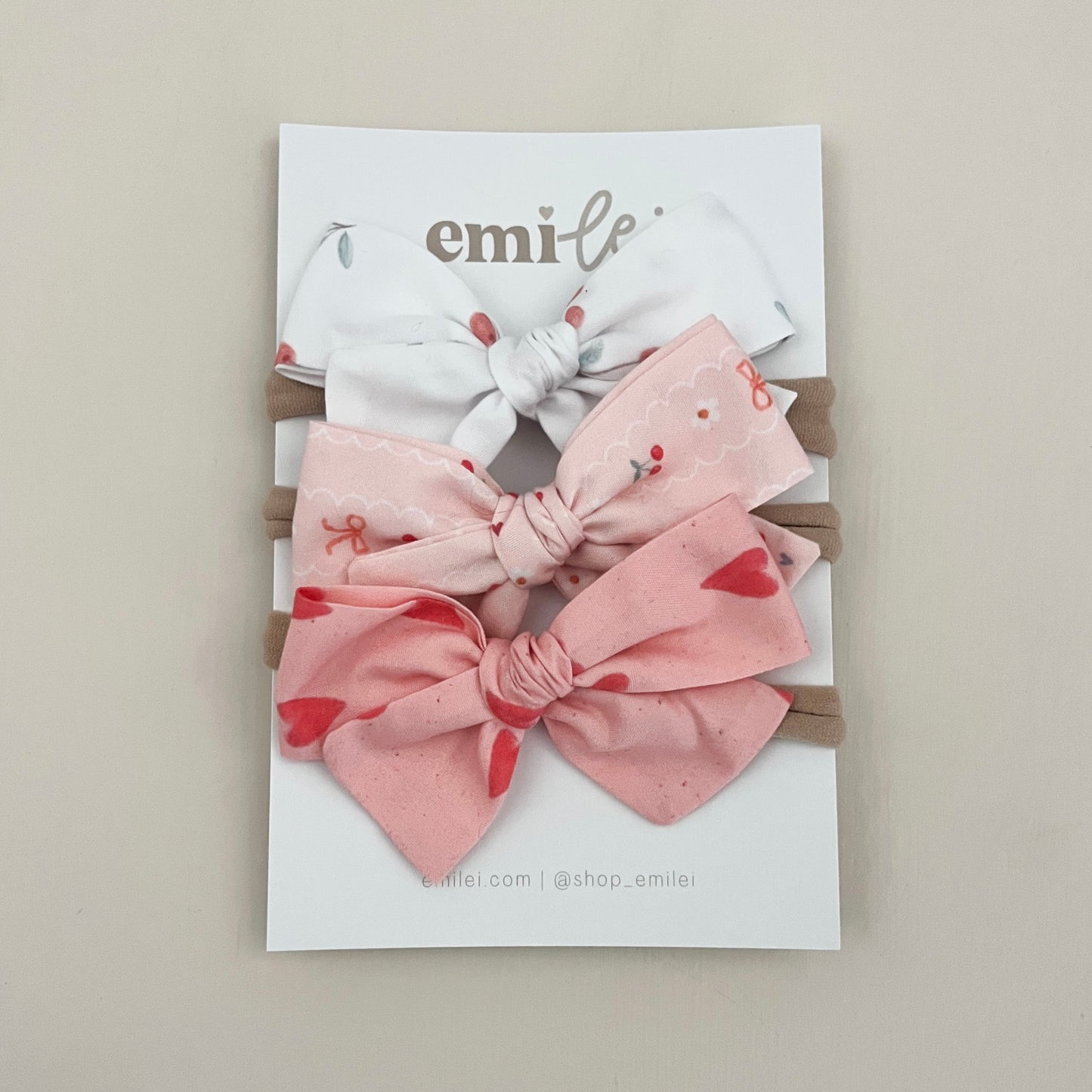 Bow Headbands & Clips | Set of 3 - Cherry + Hearts