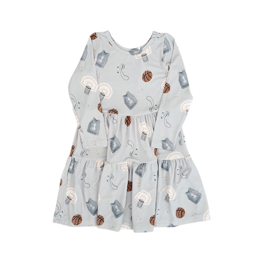 Bamboo Long Sleeve Twirl Dress | Basketball