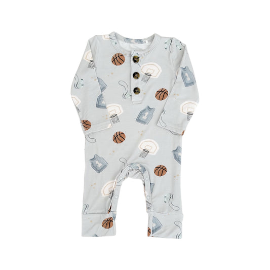 Bamboo Long Sleeve Romper | Basketball