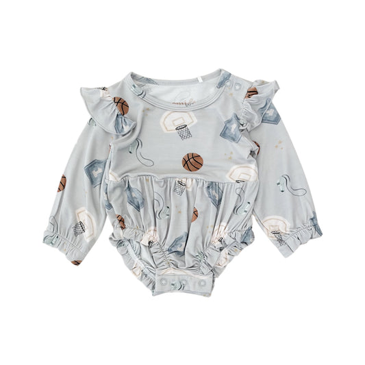 Bamboo Ruffle Bubble Romper | Basketball