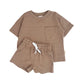 Cotton Tee & Shorts | Brown