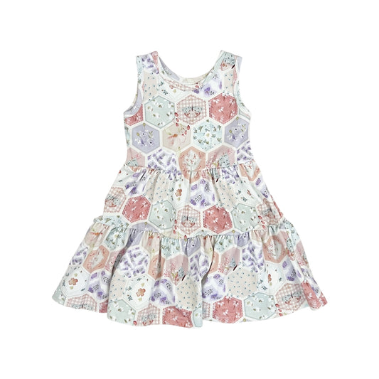 Organic Cotton Sleeveless Twirl Dress | Patch Floral