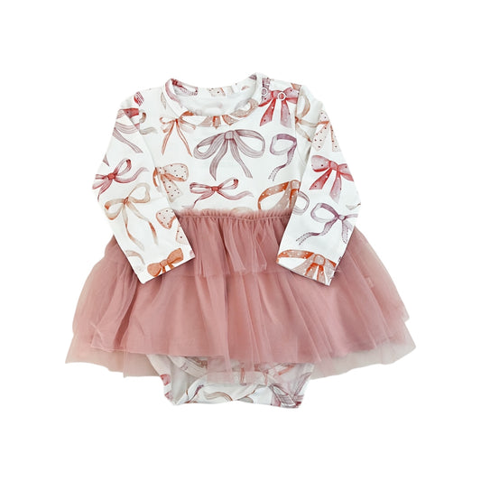 Bamboo Long Sleeve Tulle Romper | Bows