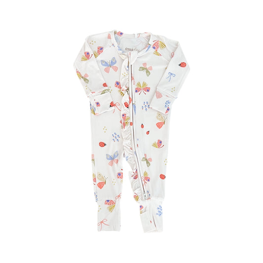 Bamboo Convertible Ruffle Footie Romper | Butterflies