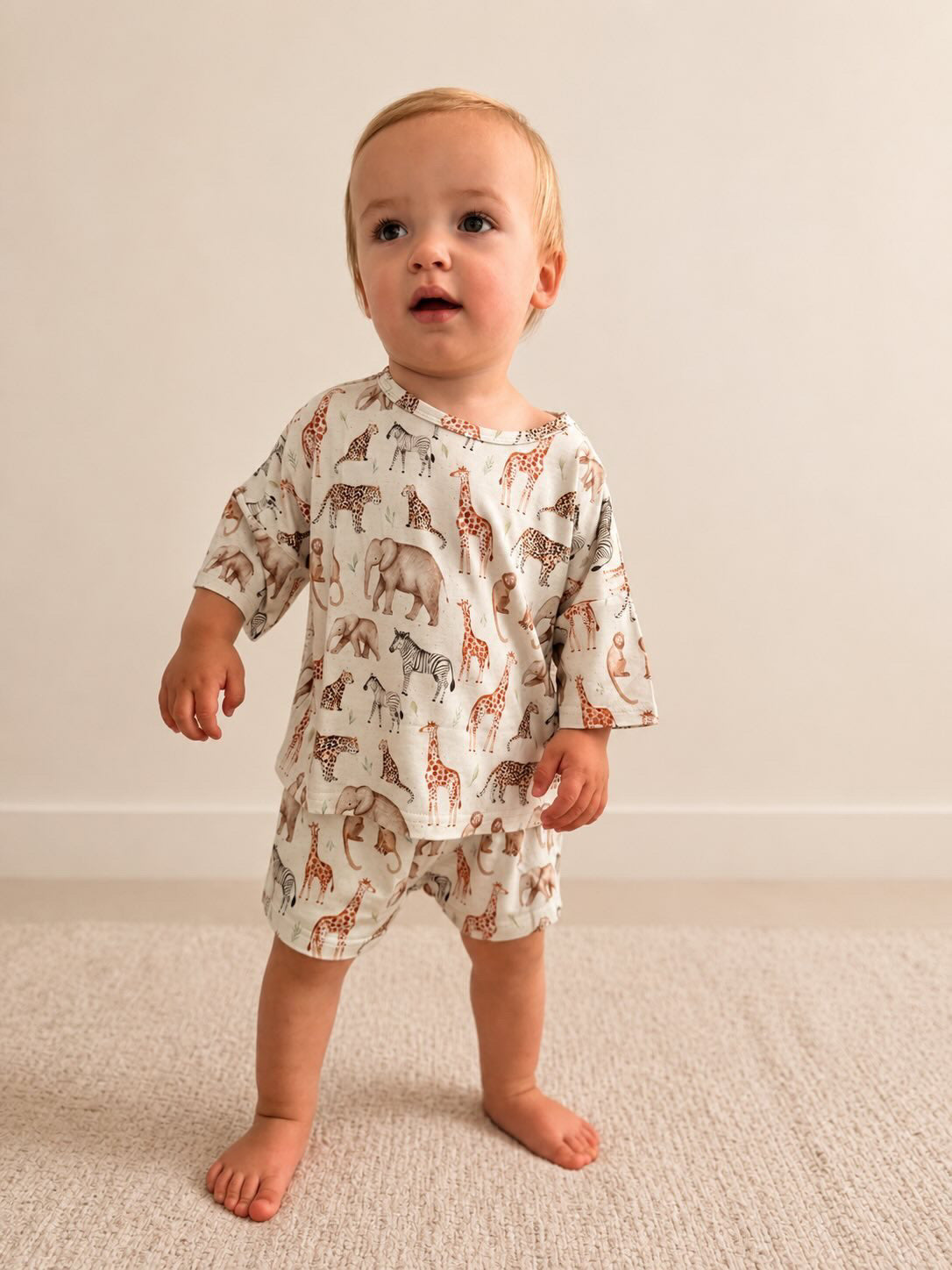 Bamboo Boxy Tee & Short Set | Safari Friends