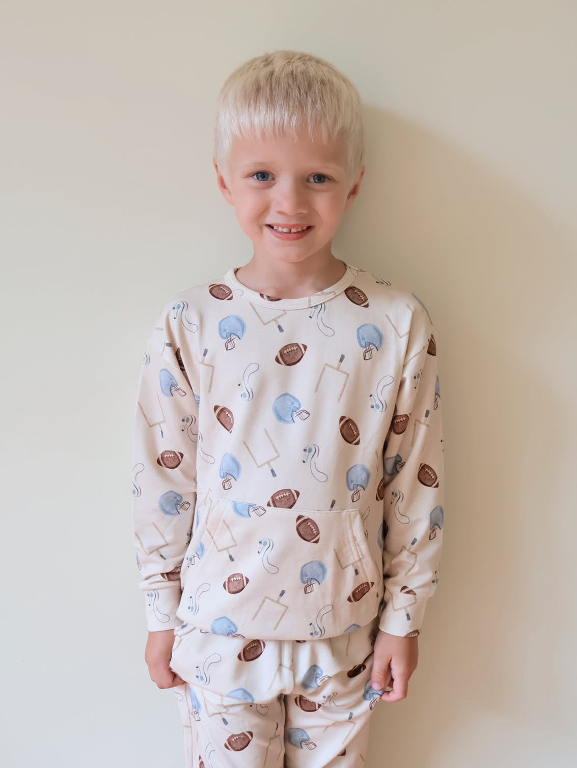 Bamboo Terry Sweatshirt & Jogger Set | Football (Blue)