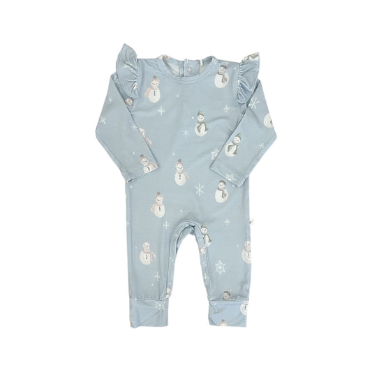 Bamboo Long Sleeve Ruffle Romper | Snowman