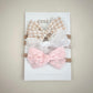 Bow Headbands & Clips | Set of 3 - Pink Lace & Neutral Gingham