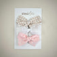 Bow Headbands & Clips | Set of 3 - Pink Lace & Neutral Gingham