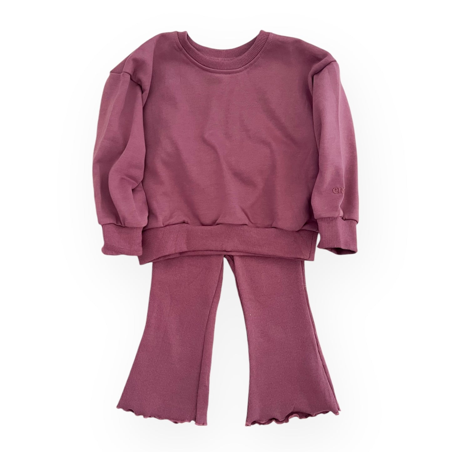 Crewneck Sweatshirt & Flare Set | Plum