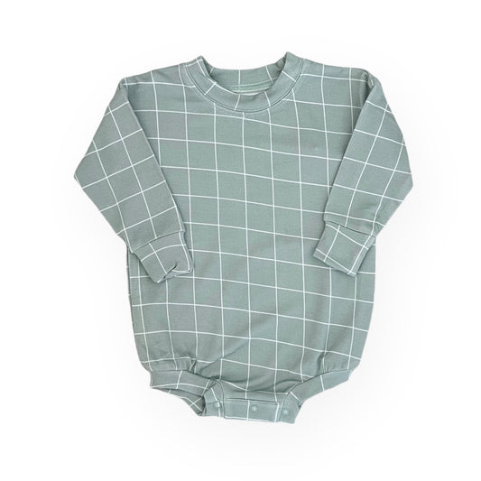 Bamboo Terry Bubble Romper | Sage Grid