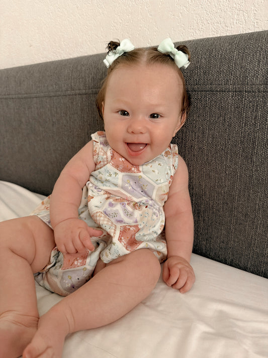 Organic Cotton Sleeveless Peplum Top & Bloomer Set | Patch Floral