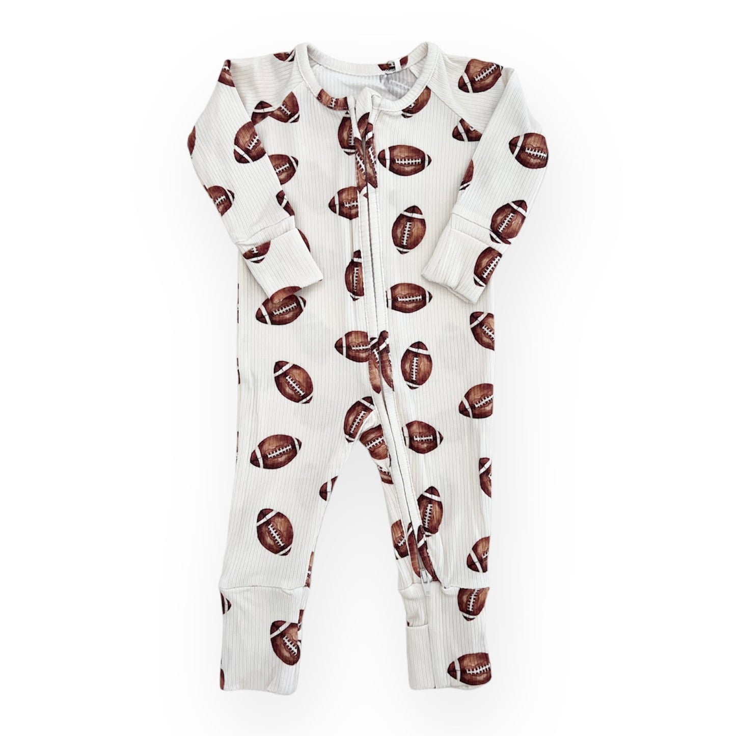 Ribbed Bamboo Convertible Footie Romper | Football