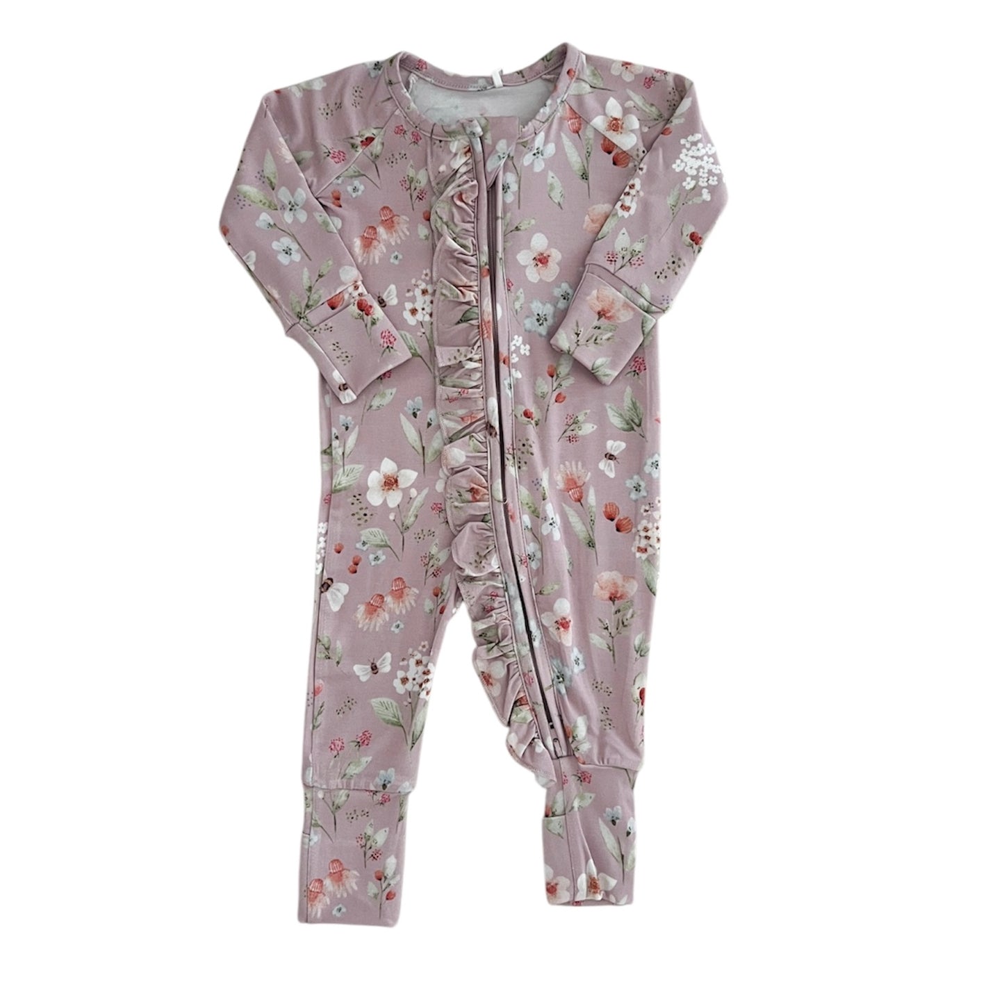 Bamboo Convertible Ruffle Footie Romper | Elsie