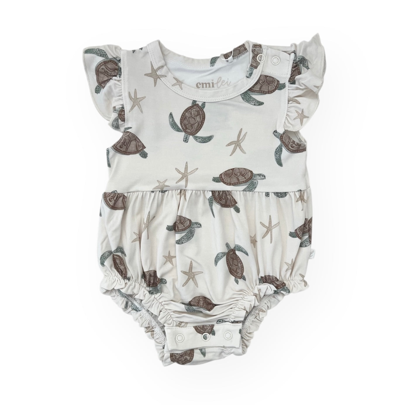 Bamboo Ruffle Bubble Romper | Sea Turtle