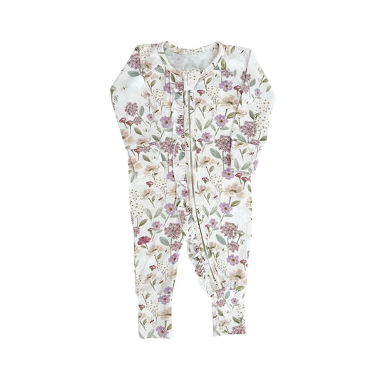 Bamboo Convertible Ruffle Footie Romper | Willow