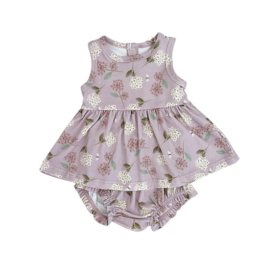 Organic Cotton Sleeveless Peplum Top & Bloomer Set | Hydrangea