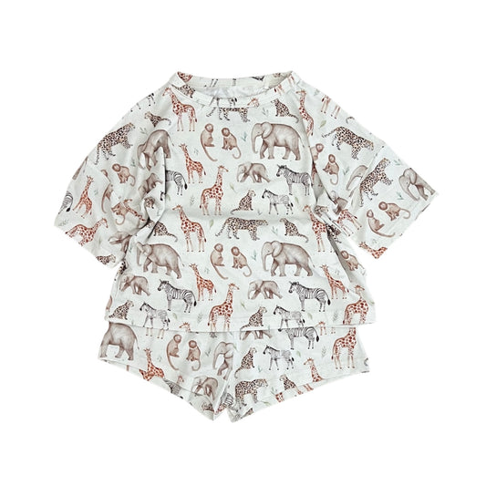 Bamboo Boxy Tee & Short Set | Safari Friends