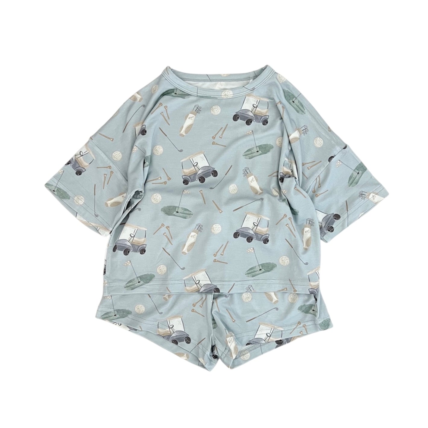 Bamboo Boxy Tee & Short Set | Dusty Blue Golf