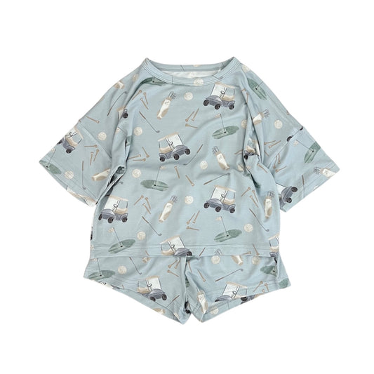 Bamboo Boxy Tee & Short Set | Dusty Blue Golf