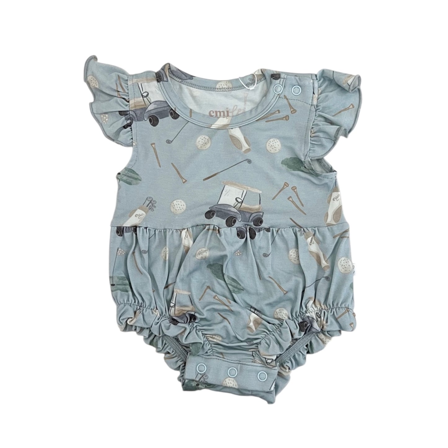 Bamboo Ruffle Bubble Romper | Dusty Blue Golf